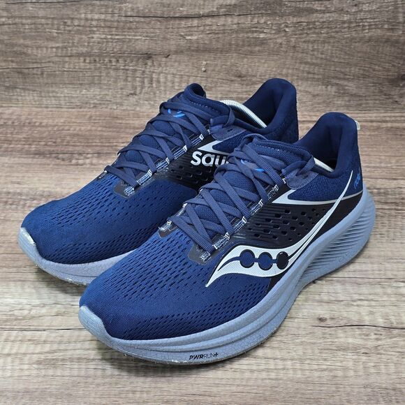 Saucony Ride 17 Men\'s Size 12 Navy Blue Gray Running Shoes (S20924-106)